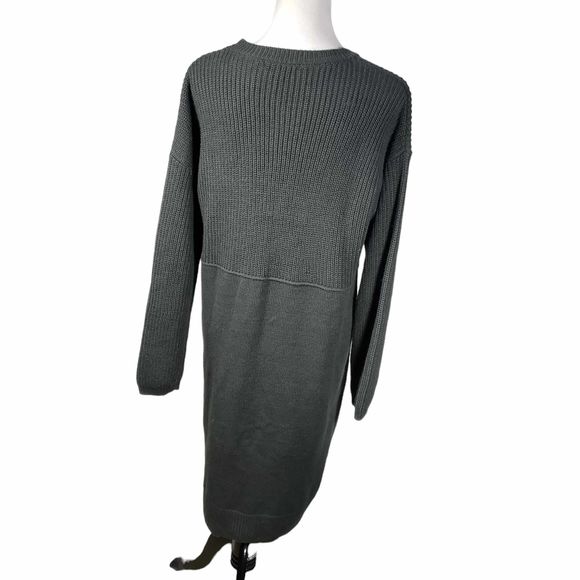 Kosmios size Large Dark Gray Open Shoulder Tunic Acrylic Open Knit Top - Picture 3 of 8